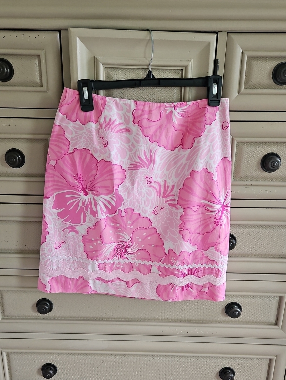 Vintage Lilly Pulitzer "Pink Hibiscus" Floral Skirt Size 4